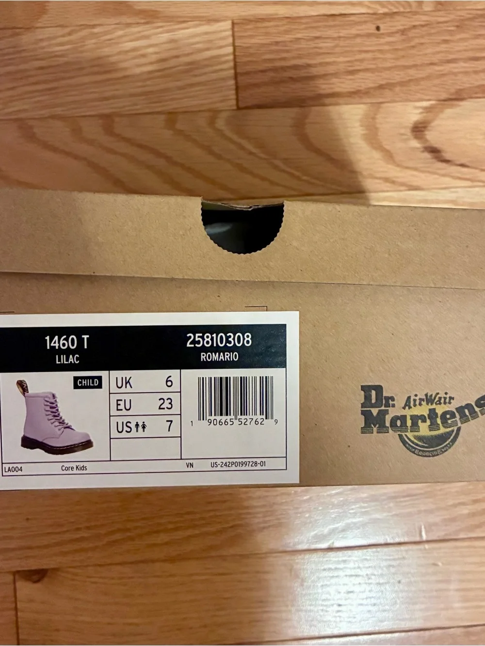 NWT Dr. Martens Kids Lavender Lace-Up Boots with Side Zip